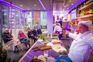 The Albert Heijn Kooktruck live demonstration with professional chefs making food for guests