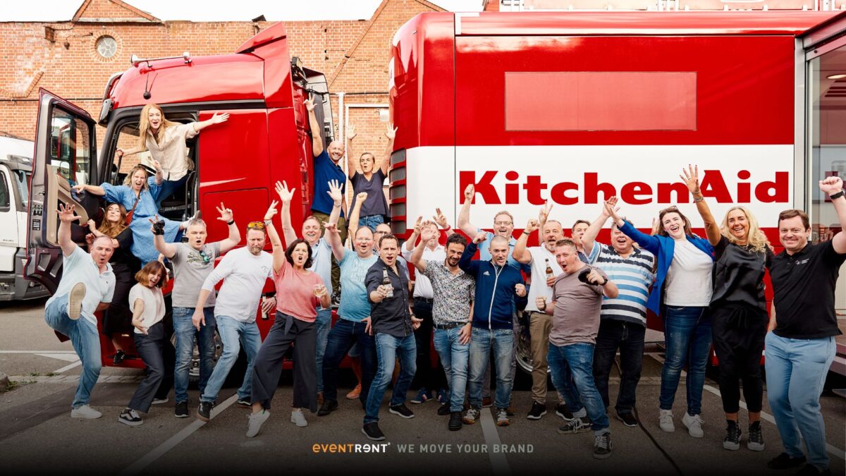 Guests jump in front of the KitchenAid InfoVan