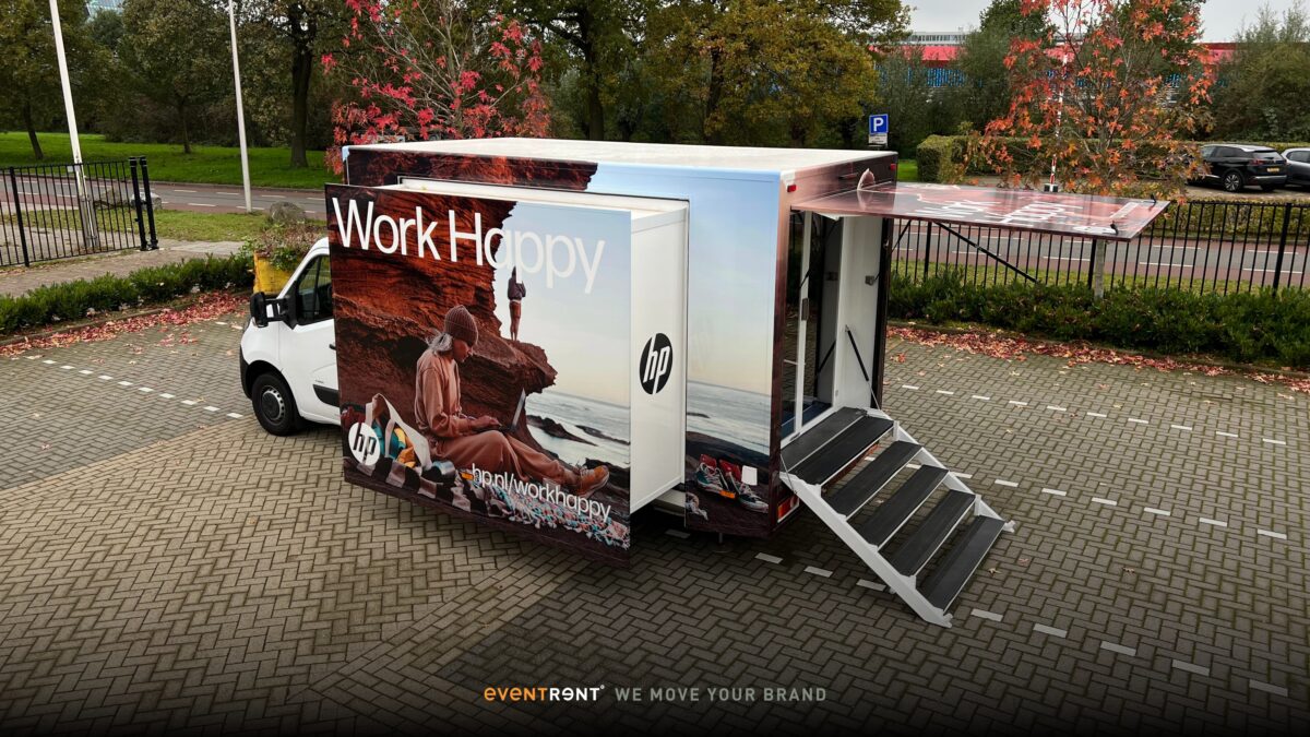 The HP Sherpa CityVan, fully branded for the Work Happy Roadshow
