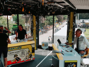 Broadcasting live from the Mobile Studio 01 for EuroSport for the Tour de France