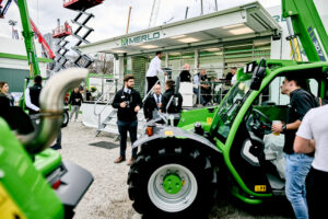 View of the busy event in Munich of the Merlo InfoVan.