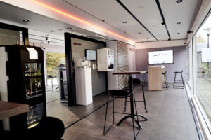 Interior of the Stiebel Eltron Mobile Showroom with product demonstration