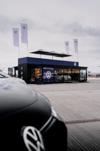 The Volkswagen Mobile Showroom for Automotive Brands - in Denmark with a grey filter